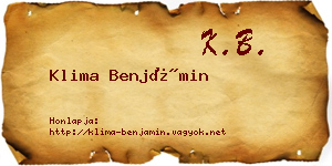 Klima Benjámin névjegykártya