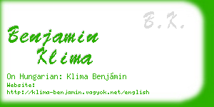 benjamin klima business card